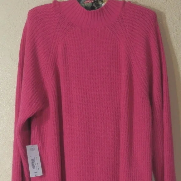 a.n.a  Sweater Pullover Pink NWT V-Neck High Low Long Sleeve Stretch SOFT - Picture 6 of 8